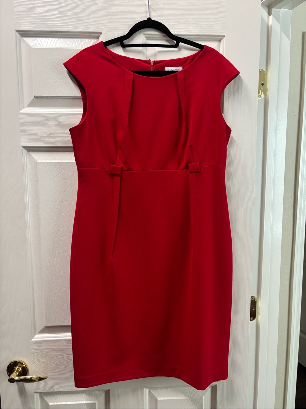 Calvin Klein Red Cap Sleeve Sheath Dress